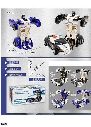Трансформер арт. my688-1 (360шт/3)   2цвета,  трансформируется  в полицейскую машину, короб. 23,5*6,5*4,6см