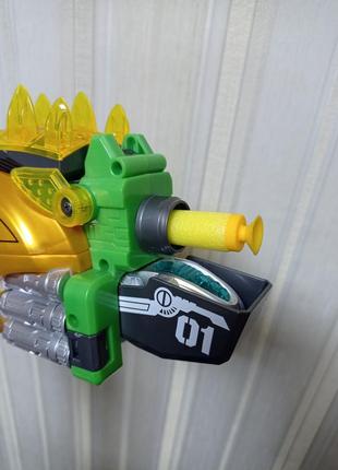 Трансформер стегозавр бластер, динозавр+ автомат с пулями