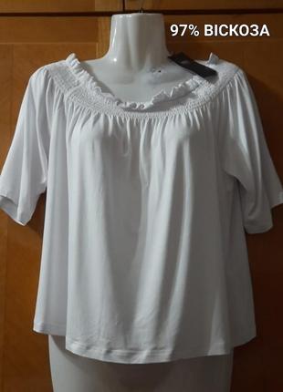 Брендова нова віскозна блуза з відкритими плечами футболка топ р.12 від marks & spencer