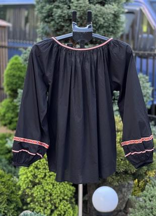 Стильная женская блуза вышиванка h&amp;m 100%cotton хлопок орнамент3 фото