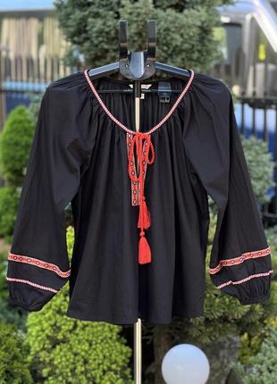 Стильная женская блуза вышиванка h&amp;m 100%cotton хлопок орнамент5 фото
