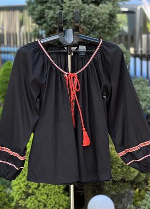 Стильная женская блуза вышиванка h&amp;m 100%cotton хлопок орнамент1 фото