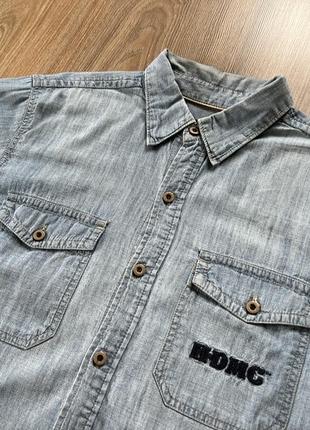Чоловіча джинсова сорочка з коротким рукавом із нашивками harley davidson3 фото