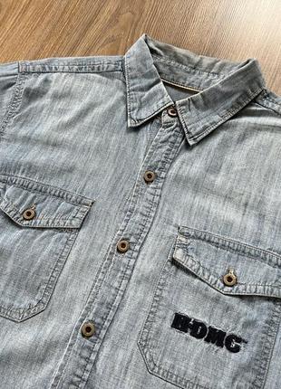 Чоловіча джинсова сорочка з коротким рукавом із нашивками harley davidson4 фото
