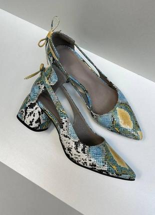 Эксклюзивные туфли лодочки из натуральной итальянской кожи и замша женские на каблуке1 фото