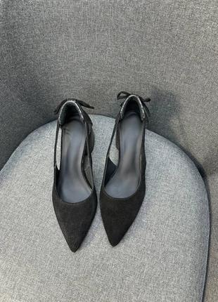 Эксклюзивные туфли лодочки из натуральной итальянской кожи и замша женские на каблуке8 фото