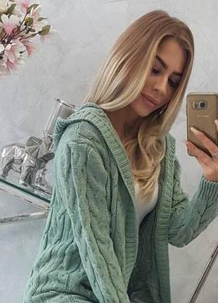 Мімішна  оливкова кофта з плюшевої пряжі