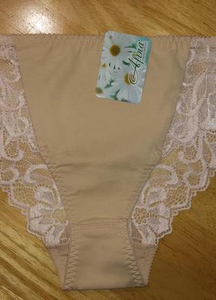 009 трусики сліп, середня посадка, бавовна, мереживо  афіна