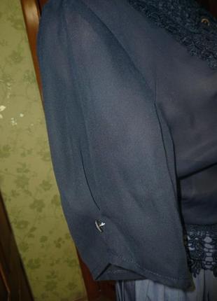Красива чорна блузка venis італія літня з мереживом короткий рукав4 фото