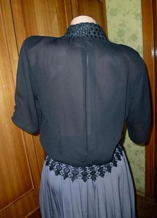 Красива чорна блузка venis італія літня з мереживом короткий рукав3 фото