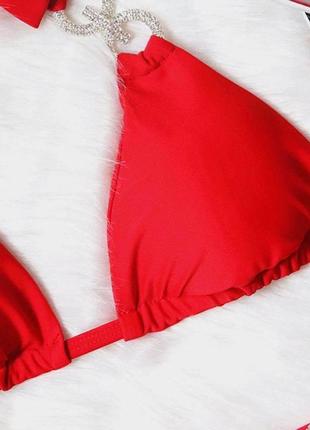 Красный купальник бикини с блестками3 фото