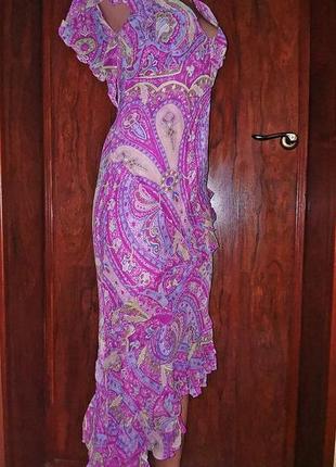 Шовкова сукня з воланами в турецькі огірки2 фото