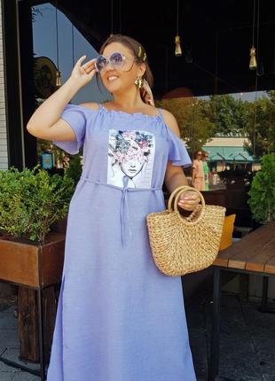 Женское платье сарафан макси лен габардин распродаж3 фото