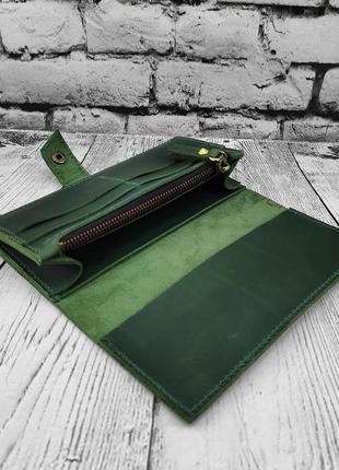 Женский кожаный кошелек зеленого цвета. кожаный кошелек. зеленый кошелек ручной работы.3 фото