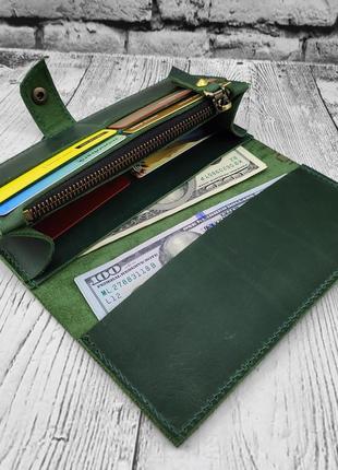 Женский кожаный кошелек зеленого цвета. кожаный кошелек. зеленый кошелек ручной работы.2 фото