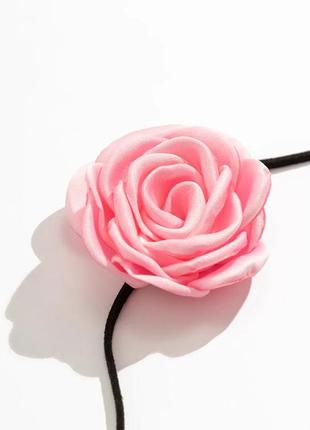 Чокер ожерелье с большим  цветком кружевное роза цветок на шею на шнурке шнурок у2к y2k в стиле 90х 2000х украшение на руку талию3 фото