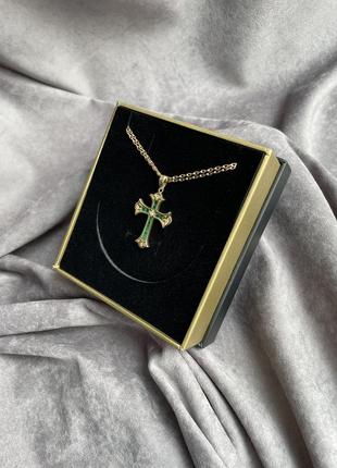Изумрудный крест с бриллиантами2 фото