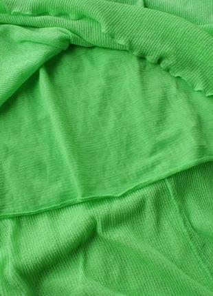 Трендова яскрава неонова салатова сукня в рубчик3 фото