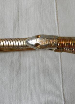 Винтажный эластичный поясок "змейка" цвет золота