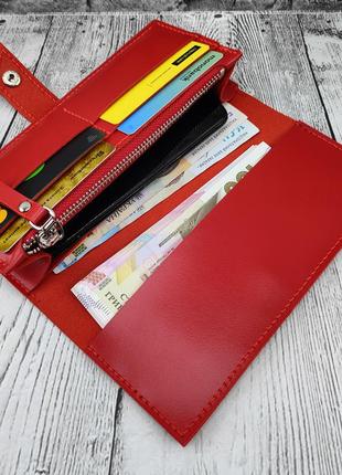 Жіночий шкіряний гаманець червоного кольору. шкіряний гаманець. шкіряний гаманець ручної роботи.3 фото