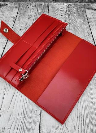 Жіночий шкіряний гаманець червоного кольору. шкіряний гаманець. шкіряний гаманець ручної роботи.2 фото