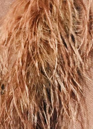 Укорочений кардиган-болеро зі страусіним пір'ям карамельного кольору john rocha5 фото