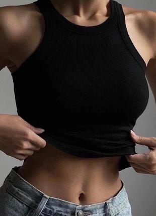 Майка в рубчик с горловиной лодочкой