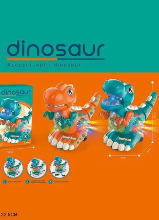 Игрушка музыкальная динозаврик zr158 (72шт/2) батар,2 цвета микс, звуки, мелодии, свет, движение, в короб.