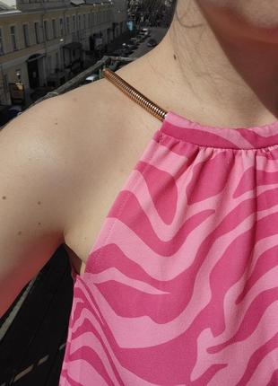 Платье без рукавов открытые плечи сарафан ожерелье через шею мохито абстракция в полоску полосатое яркое вечернее саванна энимал принт геометрия3 фото