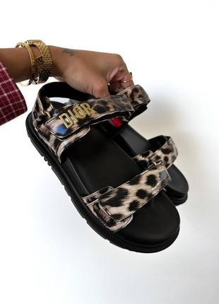 Леопардовые босоножки диор dior sandals “leopard black”