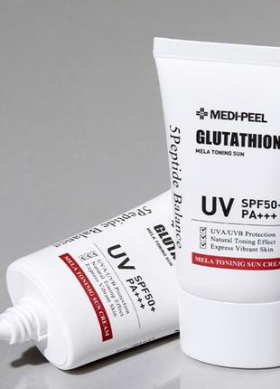 Сонцезахисний крем medi-peel bio intense glutathione mela toning sun cream spf50+ pa++++, 50 ml