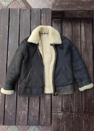 Вінтажний льотний бомбер b-3 original shearling авіаційна куртка/дублянка шкіра овчина avirex schott cockpit alpha diesel