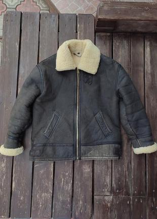 Вінтажний льотний бомбер b-3 original shearling авіаційна куртка/дублянка шкіра овчина avirex schott cockpit alpha diesel