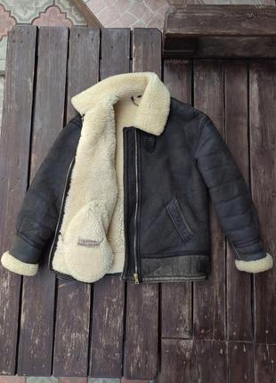 Вінтажний льотний бомбер b-3 original shearling авіаційна куртка/дублянка шкіра овчина avirex schott cockpit alpha diesel