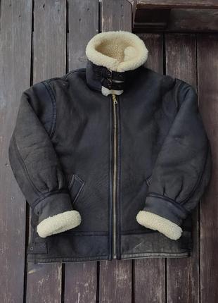 Вінтажний льотний бомбер b-3 original shearling авіаційна куртка/дублянка шкіра овчина avirex schott cockpit alpha diesel