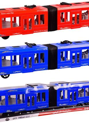 Тролейбус kx905-10(60 шт./2) інерц.,2 кольори, р-р іграшки 48*7*10 см, під кулею 50*9*12 см