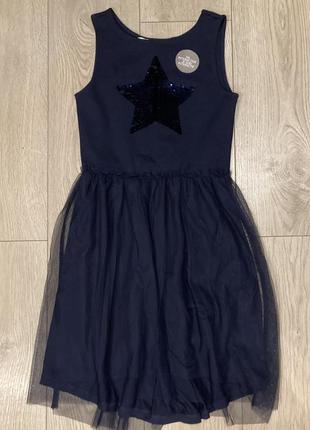 Синее платье с пайетками h&amp;m 3