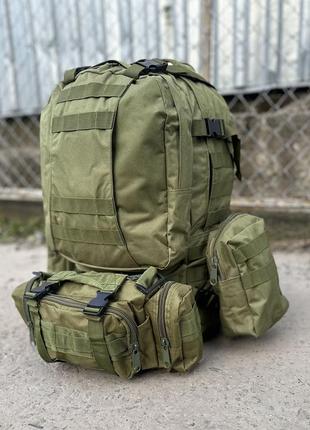 Большой армейский тактический рюкзак с подсумками 55 литров. олива9 фото
