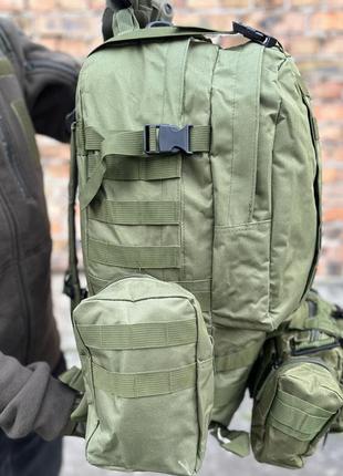 Большой армейский тактический рюкзак с подсумками 55 литров. олива7 фото