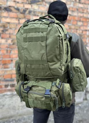 Большой армейский тактический рюкзак с подсумками 55 литров. олива3 фото