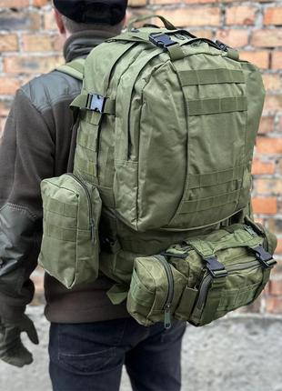 Большой армейский тактический рюкзак с подсумками 55 литров. олива6 фото