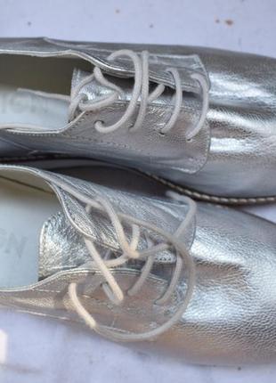 Кожаные серебристые туфли лоферы мокасины полуботинки zign размер  42 27,5 см7 фото