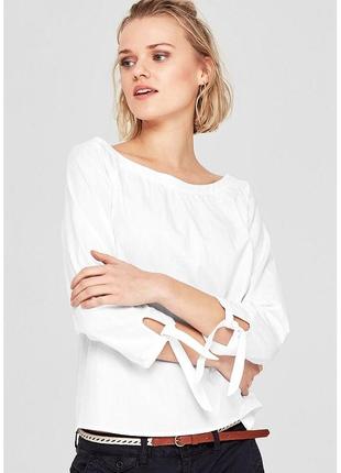 Стильная белая хлопковая блуза от s,oliver