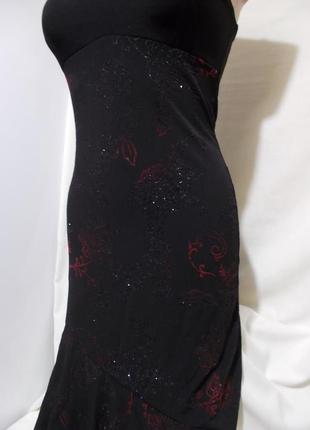 Роскошное коктейльное платье черное асимметричное узор 46р2 фото