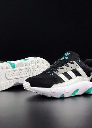 Чоловічі кросівки Ribbed adidas boost у чорно-біло-м'ятному кольорі,стильні кросівки на кожен день