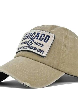 Кепка бейсболка chicago (чикаго) с изогнутым козырьком бежевая 2, унисекс wuke one size