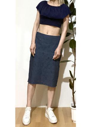 Eur 40-42 спідниця бавовна юбка летняя хлопок нижче коліна2 фото