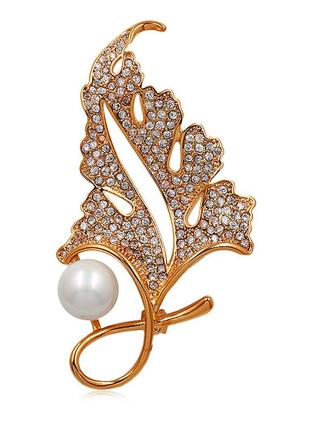 Элитная брошь позолота цирконий