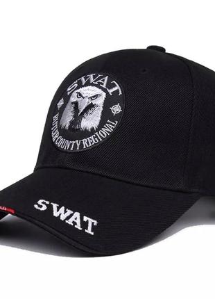 Кепка бейсболка swat (police, fbi) с изогнутым козырьком черная, унисекс wuke one size