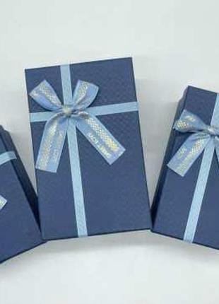 Коробка подарочная с бантиком. 3шт/комплект. синий 19х12х7см. / коробка подарочная с бантиком. 3шт/комплект.